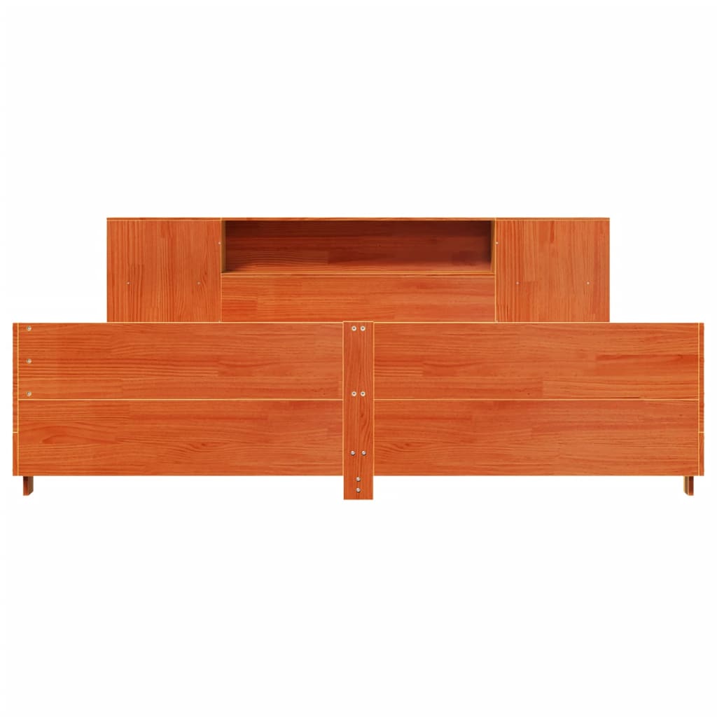 Bed Frame without Mattress Wax Brown 200x200 cm Solid Wood Pine