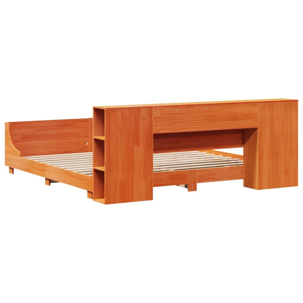 Bed Frame without Mattress Wax Brown 200x200 cm Solid Wood Pine