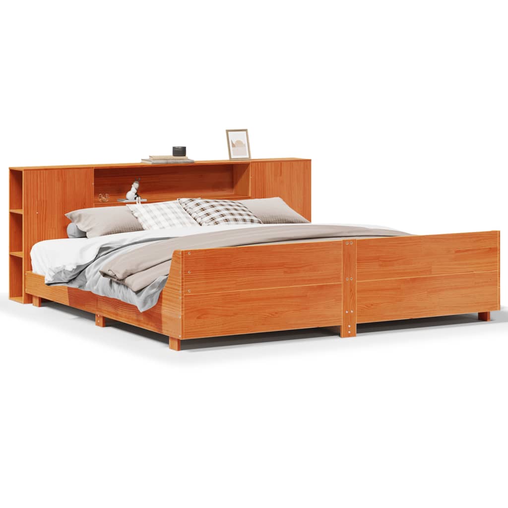 Bed Frame without Mattress Wax Brown 180x200 cm Super King Solid Wood Pine