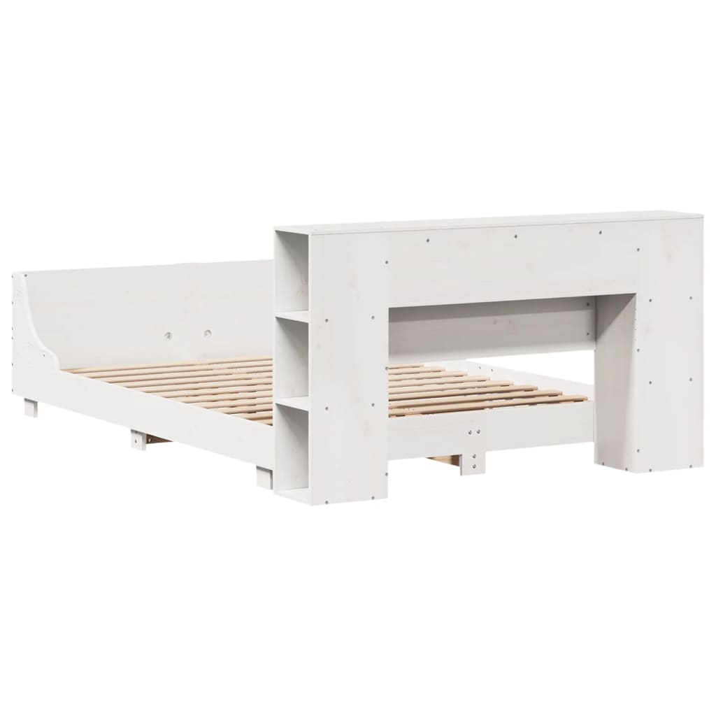 Bed Frame without Mattress White 150x200 cm King Size Solid Wood Pine