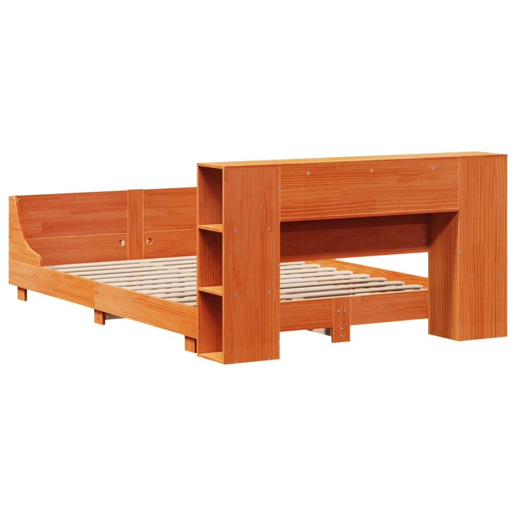 Bed Frame without Mattress Wax Brown 150x200 cm King Size Solid Wood Pine
