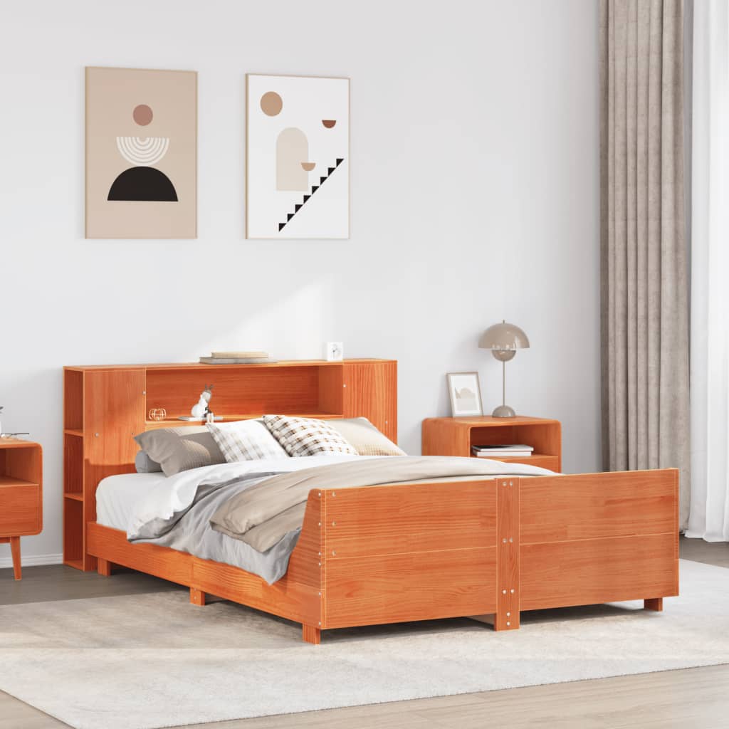 Bed Frame without Mattress Wax Brown 150x200 cm King Size Solid Wood Pine