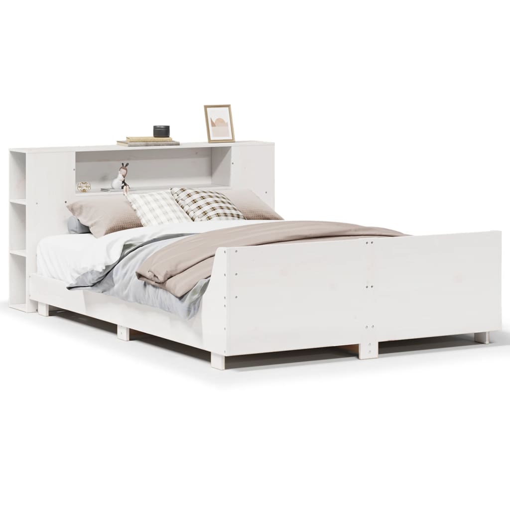 Bed Frame without Mattress White 140x190 cm Solid Wood Pine