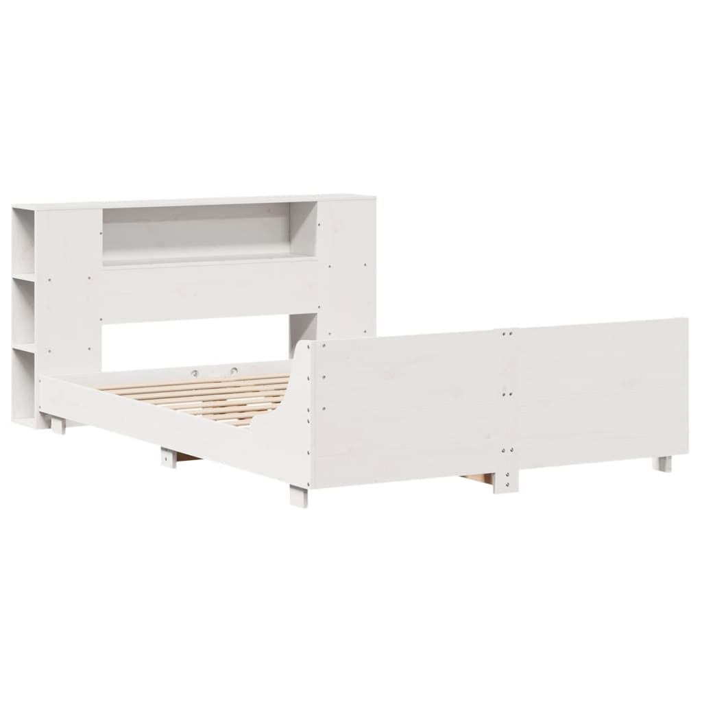 Bed Frame without Mattress White 135x190 cm Double Solid Wood Pine