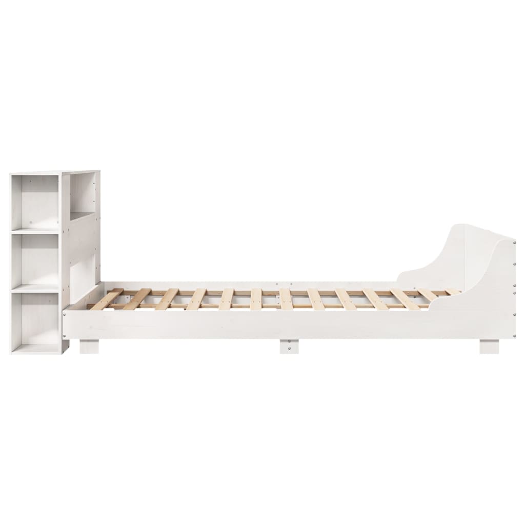 Bed Frame without Mattress White 135x190 cm Double Solid Wood Pine