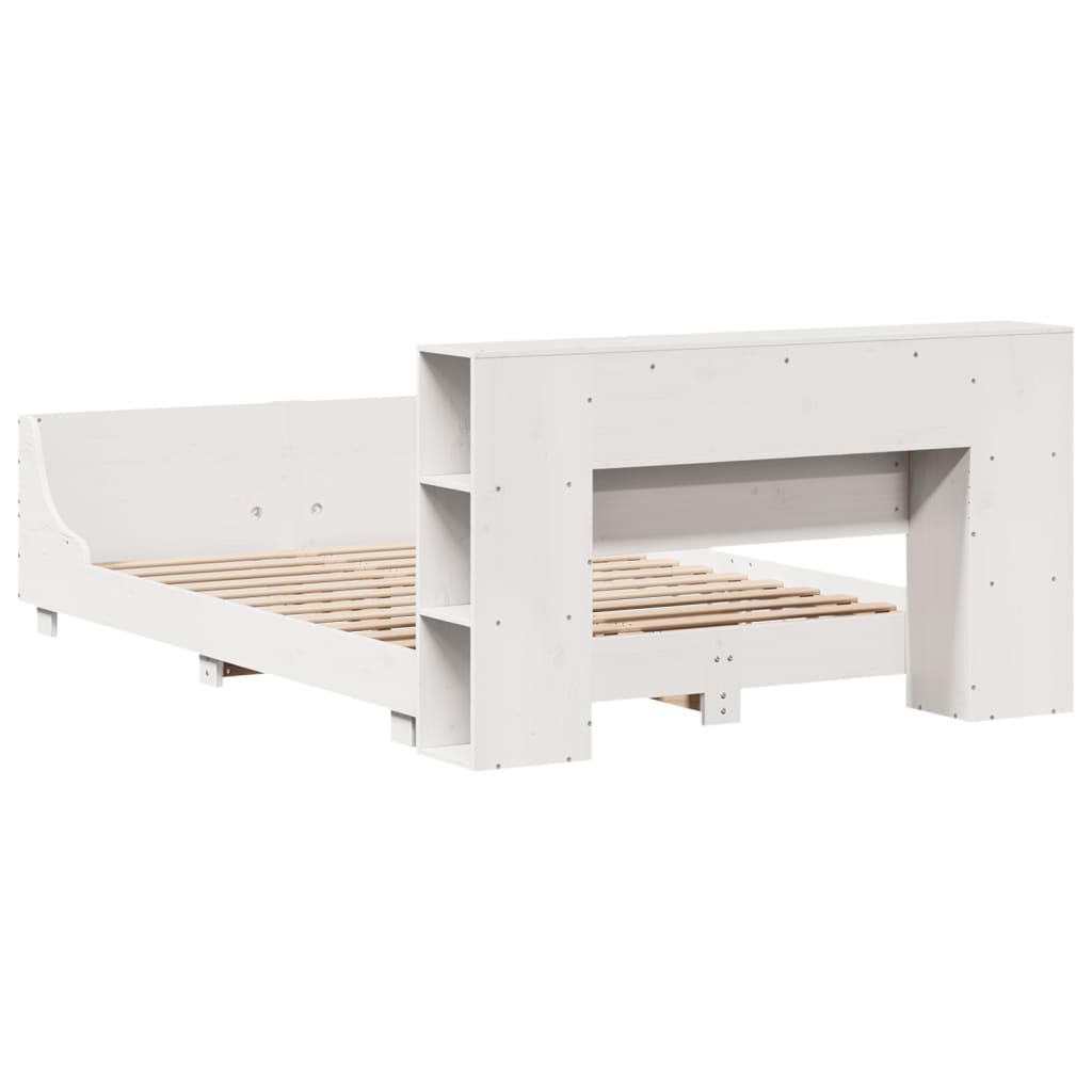 Bed Frame without Mattress White 135x190 cm Double Solid Wood Pine