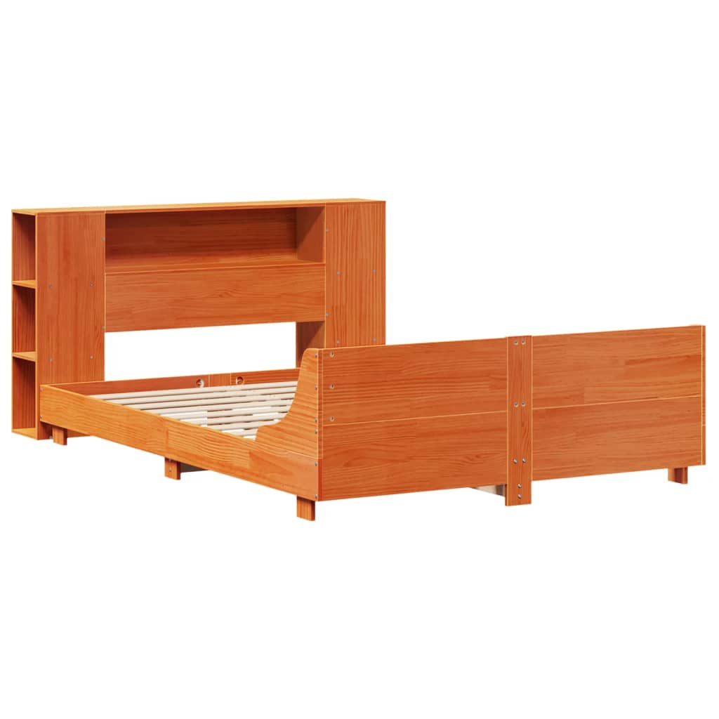 Bed Frame without Mattress Wax Brown 135x190 cm Double Solid Wood Pine