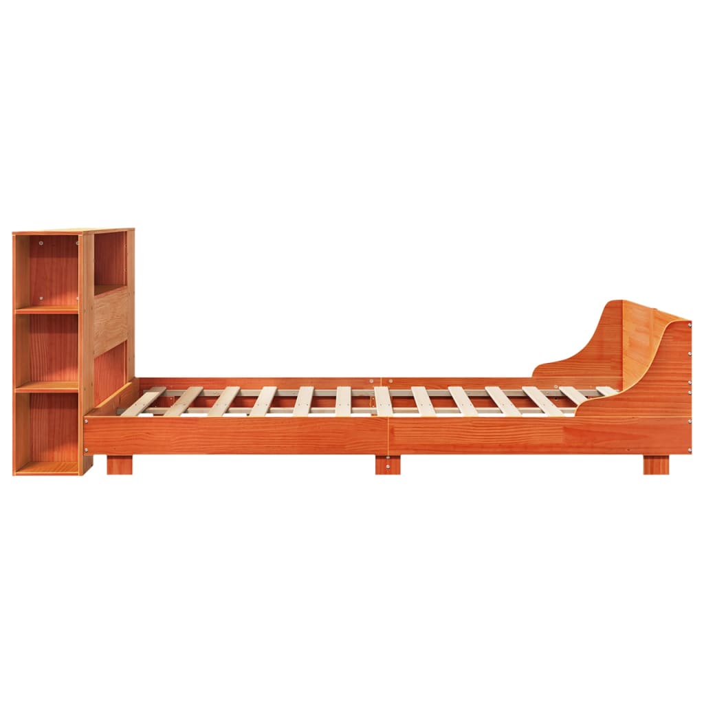 Bed Frame without Mattress Wax Brown 135x190 cm Double Solid Wood Pine