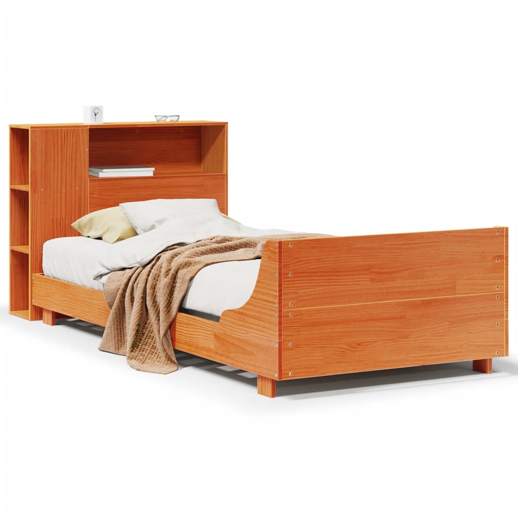 Bed Frame without Mattress Wax Brown 100x200 cm Solid Wood Pine