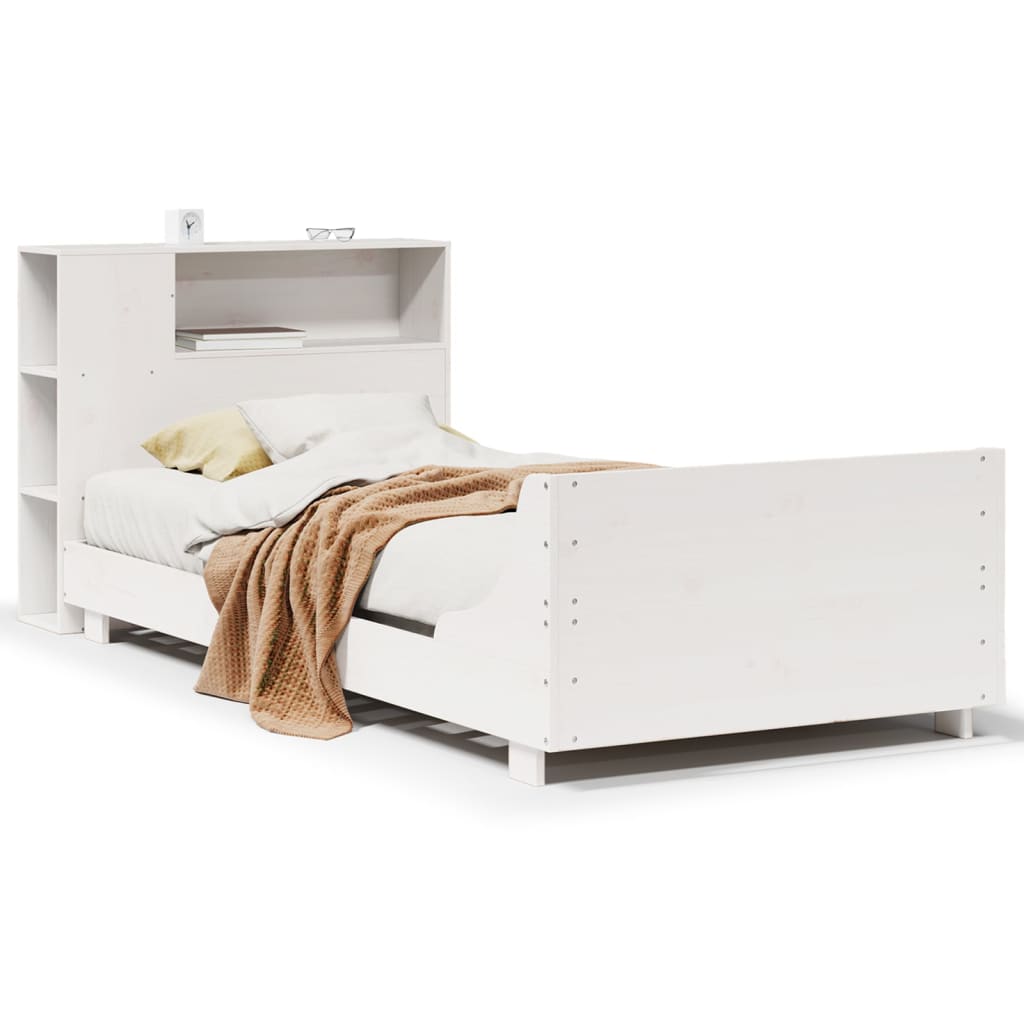 Bed Frame without Mattress White 75x190 cm Small Single Solid Wood Pine