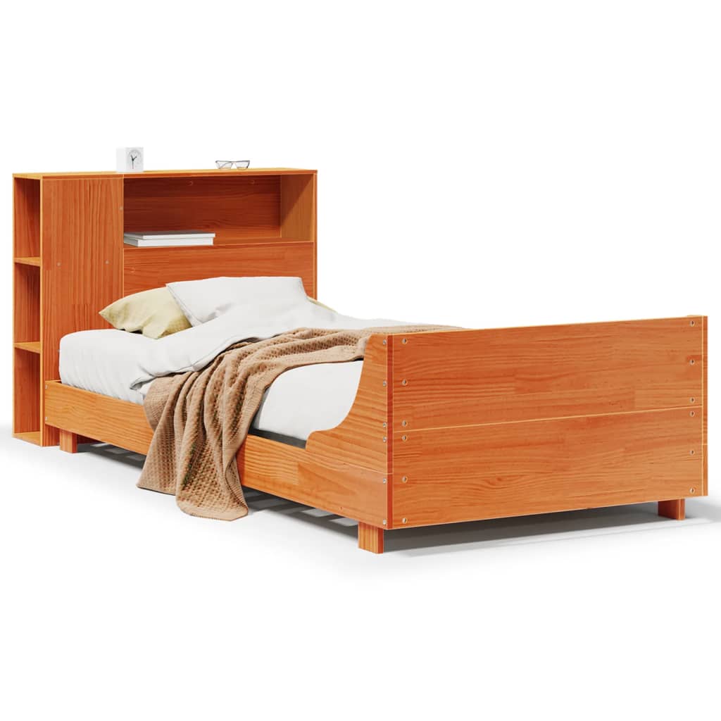 Bed Frame without Mattress Wax Brown 75x190 cm Small Single Solid Wood Pine