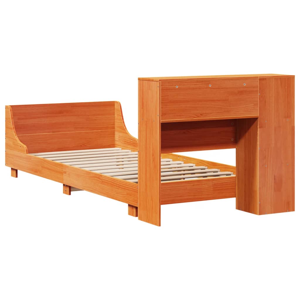Bed Frame without Mattress Wax Brown 75x190 cm Small Single Solid Wood Pine