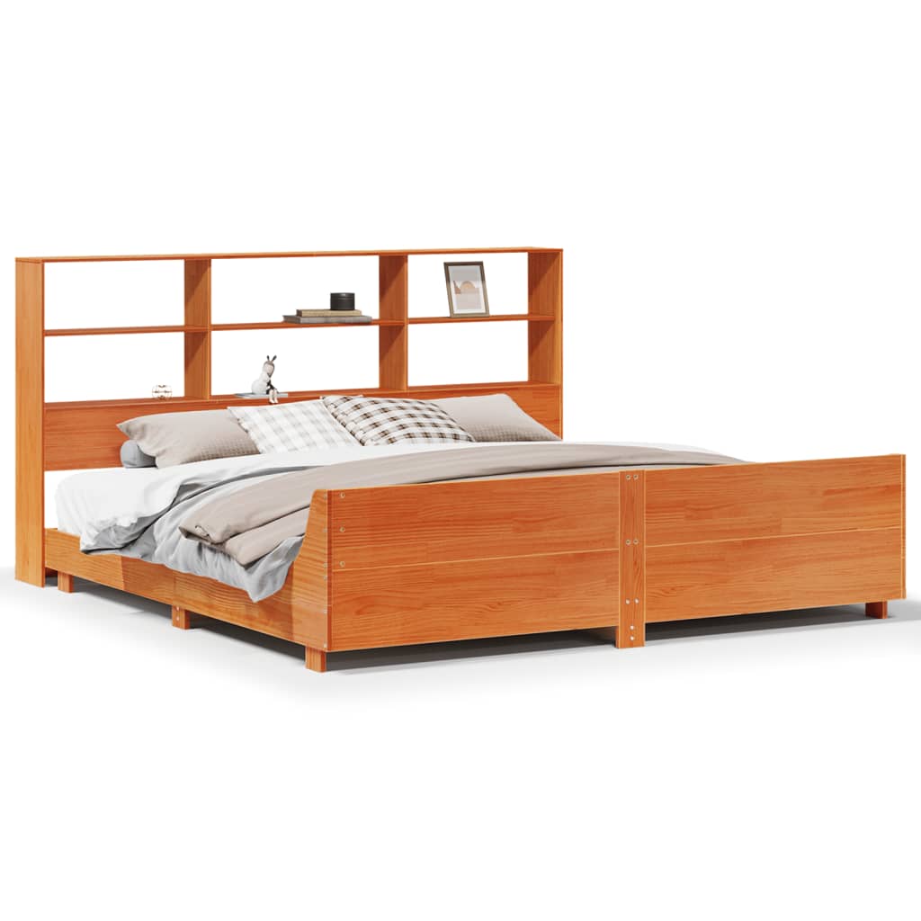 Bed Frame without Mattress Wax Brown 200x200 cm Solid Wood Pine