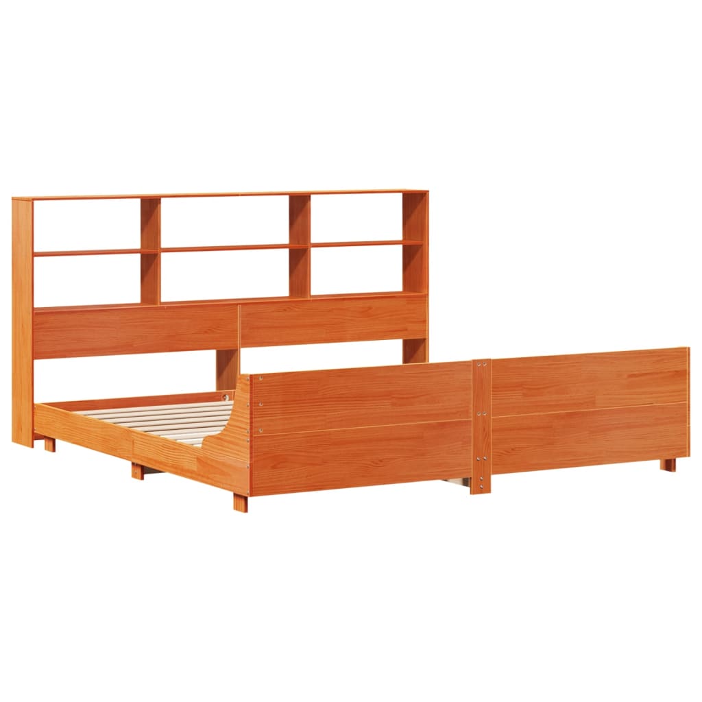 Bed Frame without Mattress Wax Brown 200x200 cm Solid Wood Pine