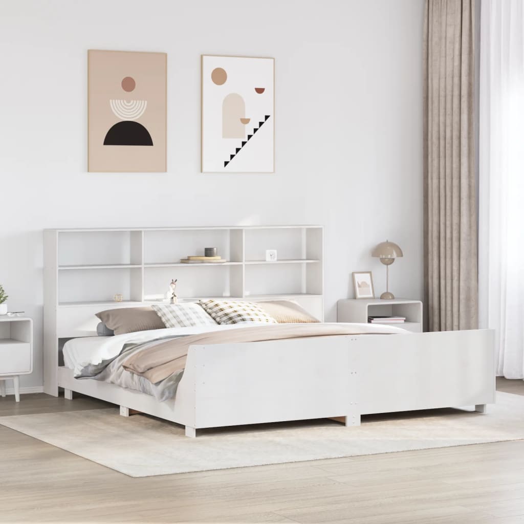 Bed Frame without Mattress White 180x200 cm Super King Solid Wood Pine