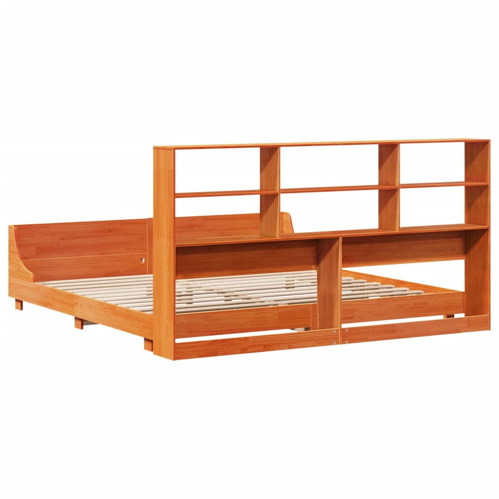 Bed Frame without Mattress Wax Brown 180x200 cm Super King Solid Wood Pine