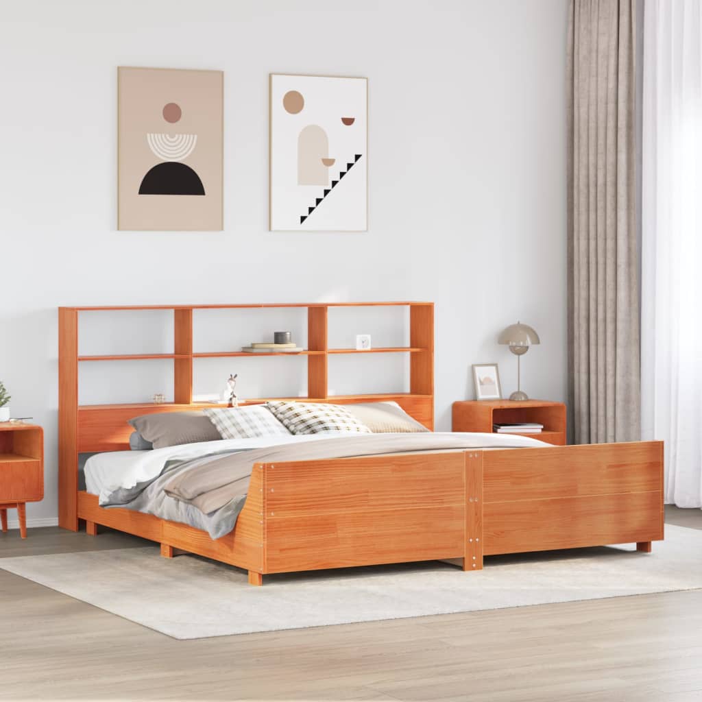 Bed Frame without Mattress Wax Brown 180x200 cm Super King Solid Wood Pine