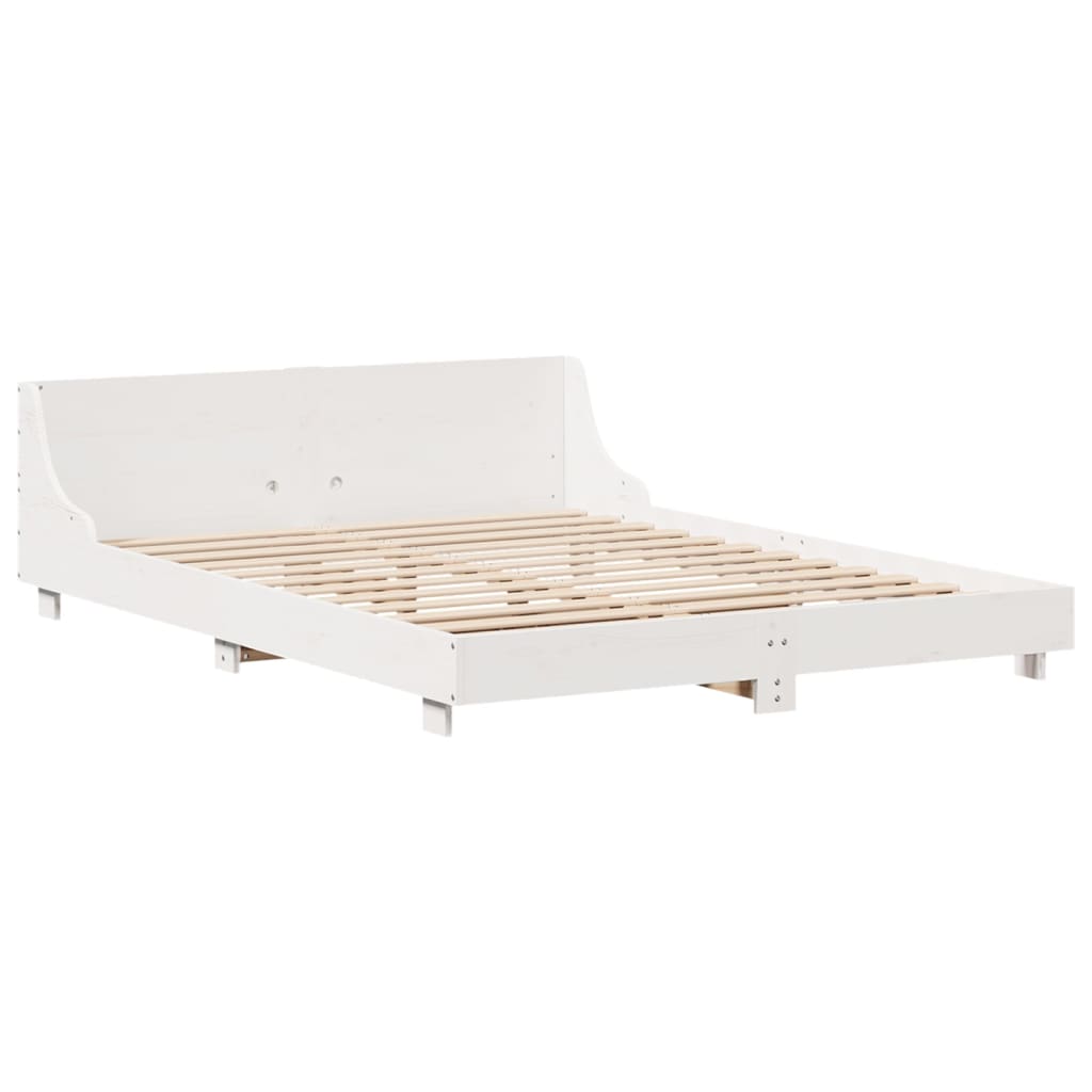 Bed Frame without Mattress White 160x200 cm Solid Wood Pine