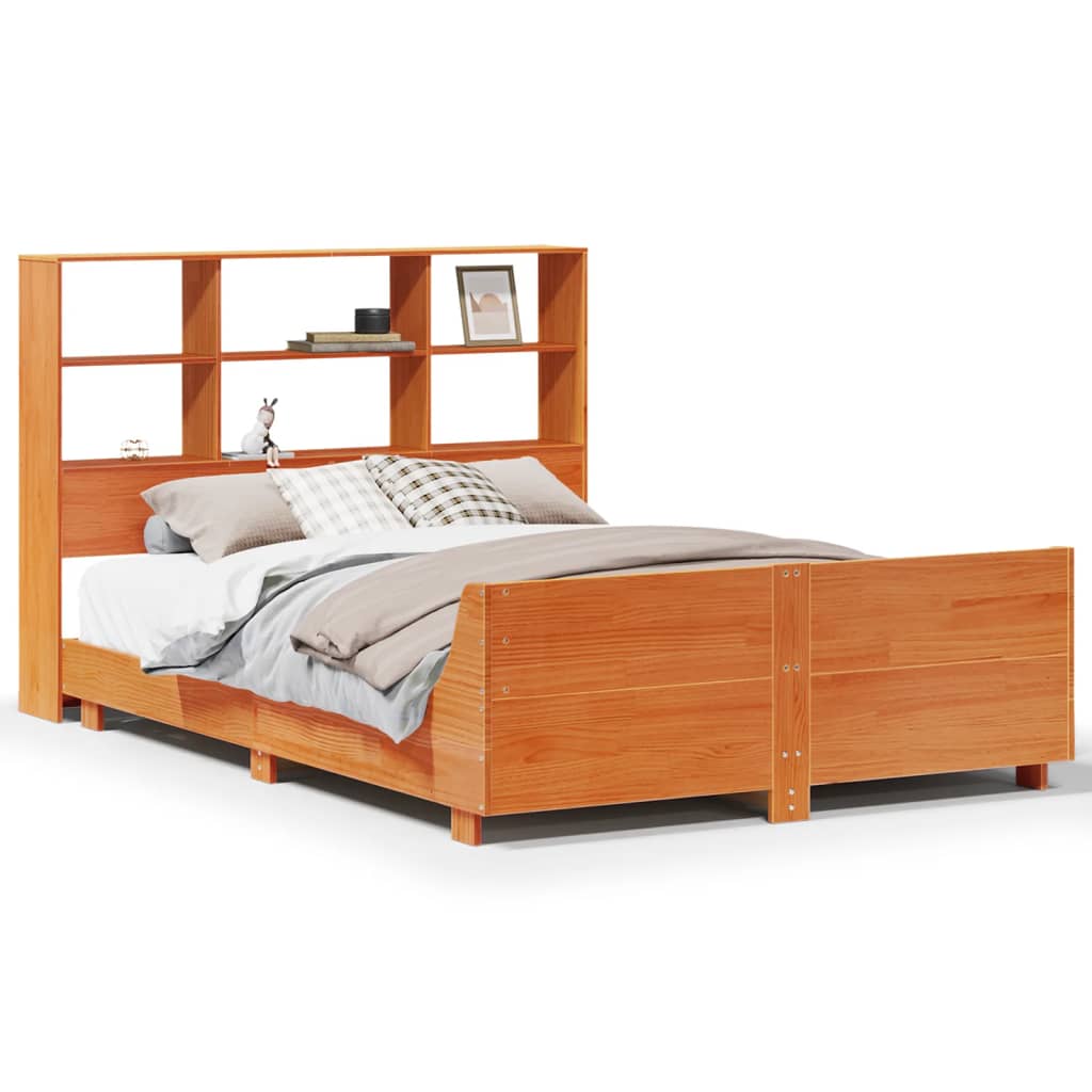 Bed Frame without Mattress Wax Brown 160x200 cm Solid Wood Pine