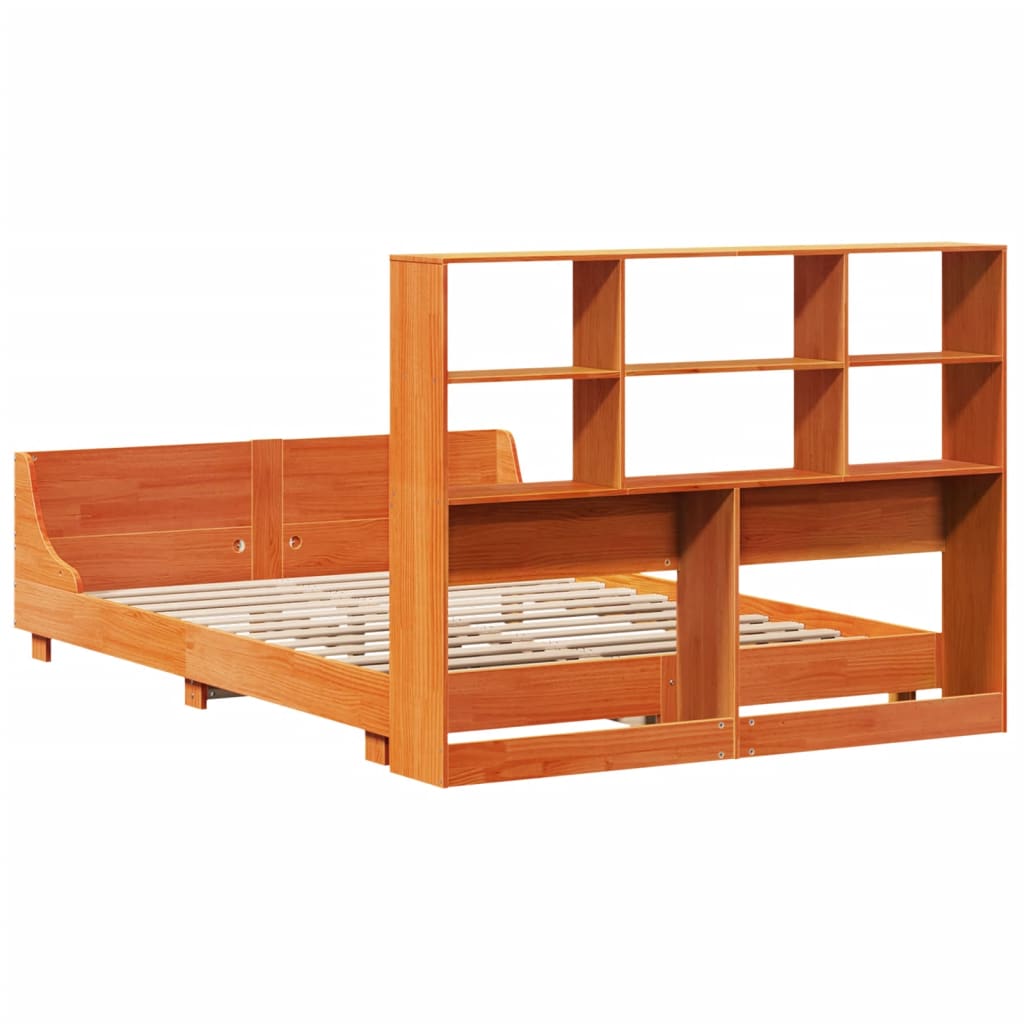 Bed Frame without Mattress Wax Brown 160x200 cm Solid Wood Pine