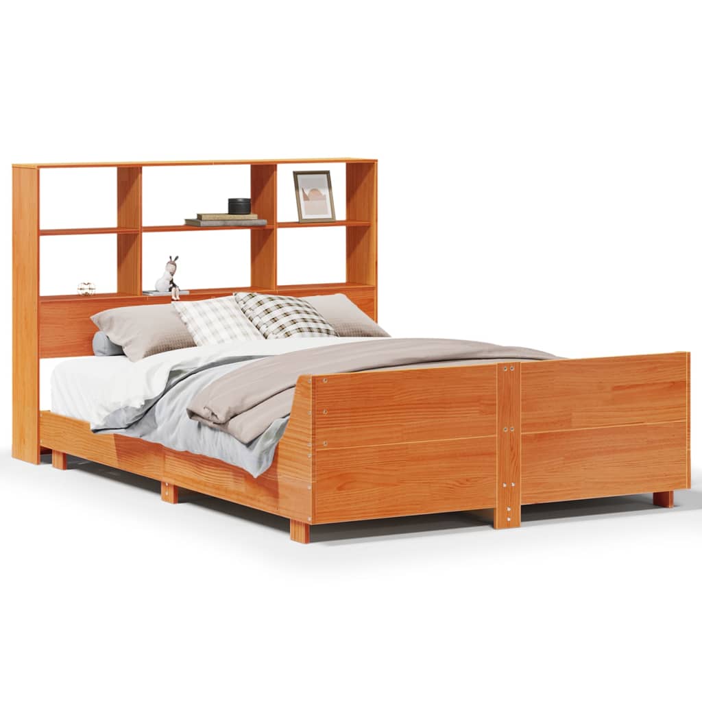 Bed Frame without Mattress Wax Brown 150x200 cm King Size Solid Wood Pine