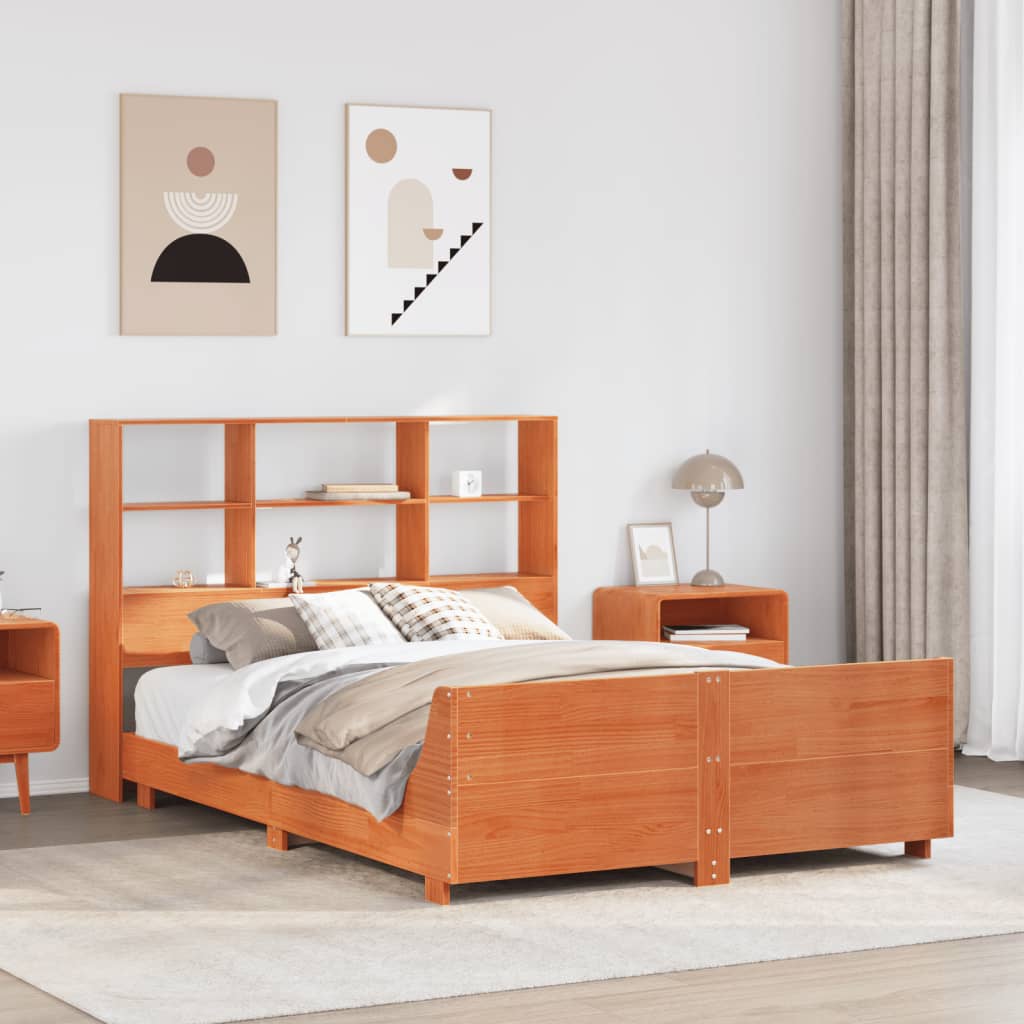 Bed Frame without Mattress Wax Brown 120x200 cm Solid Wood Pine