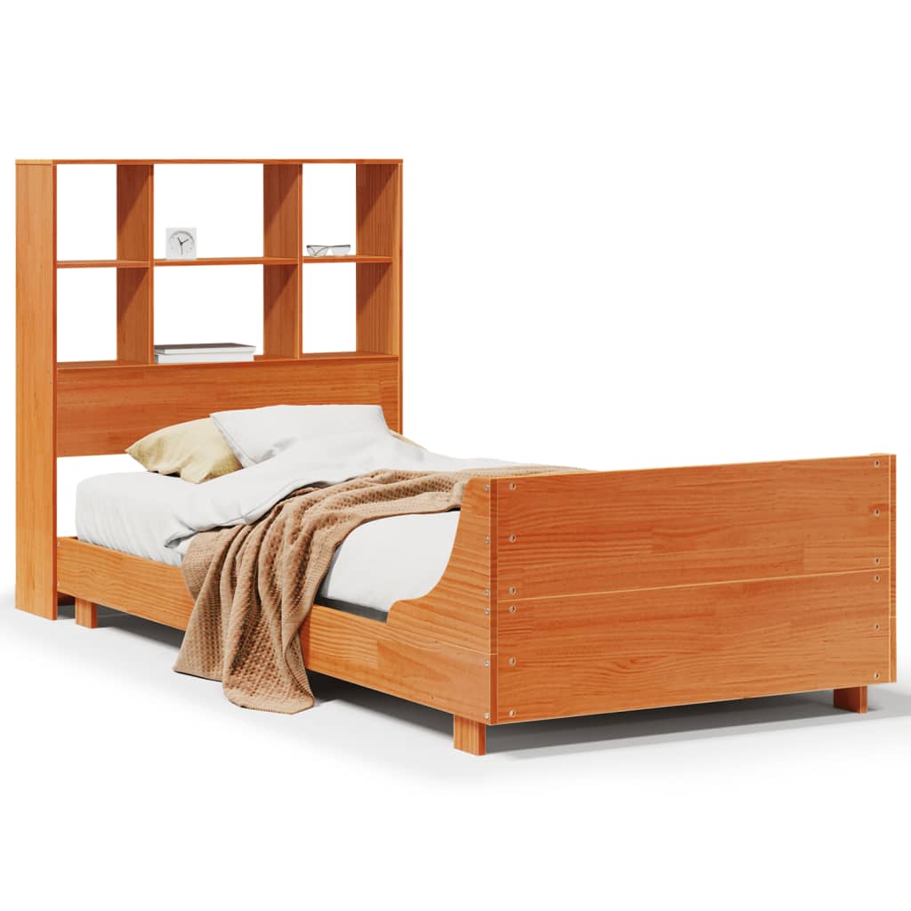 Bed Frame without Mattress Wax Brown 90x200 cm Solid Wood Pine