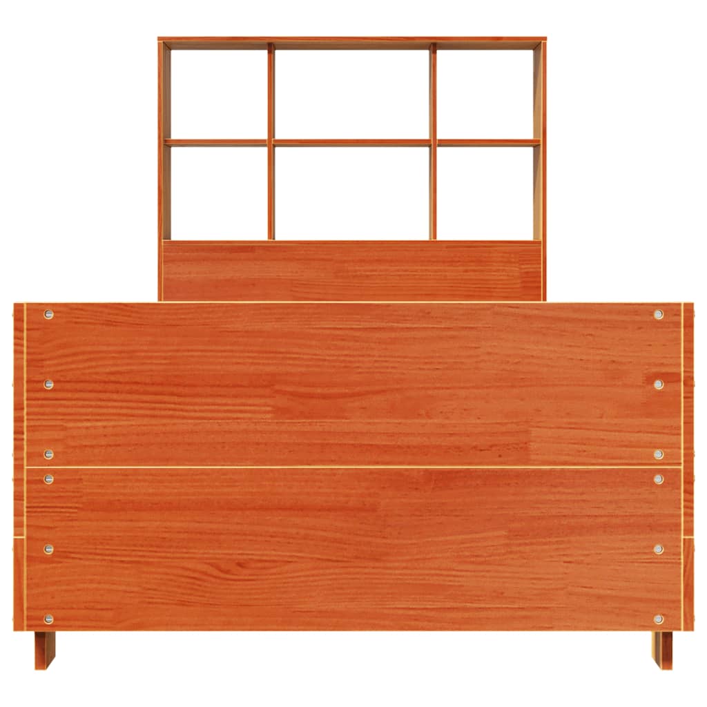 Bed Frame without Mattress Wax Brown 90x200 cm Solid Wood Pine