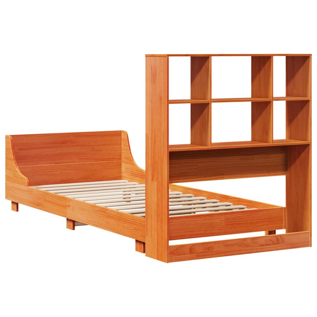 Bed Frame without Mattress Wax Brown 90x200 cm Solid Wood Pine
