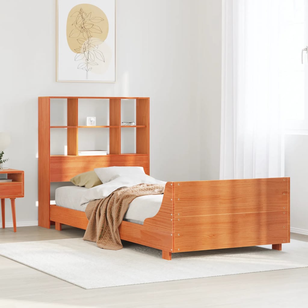 Bed Frame without Mattress Wax Brown 90x200 cm Solid Wood Pine