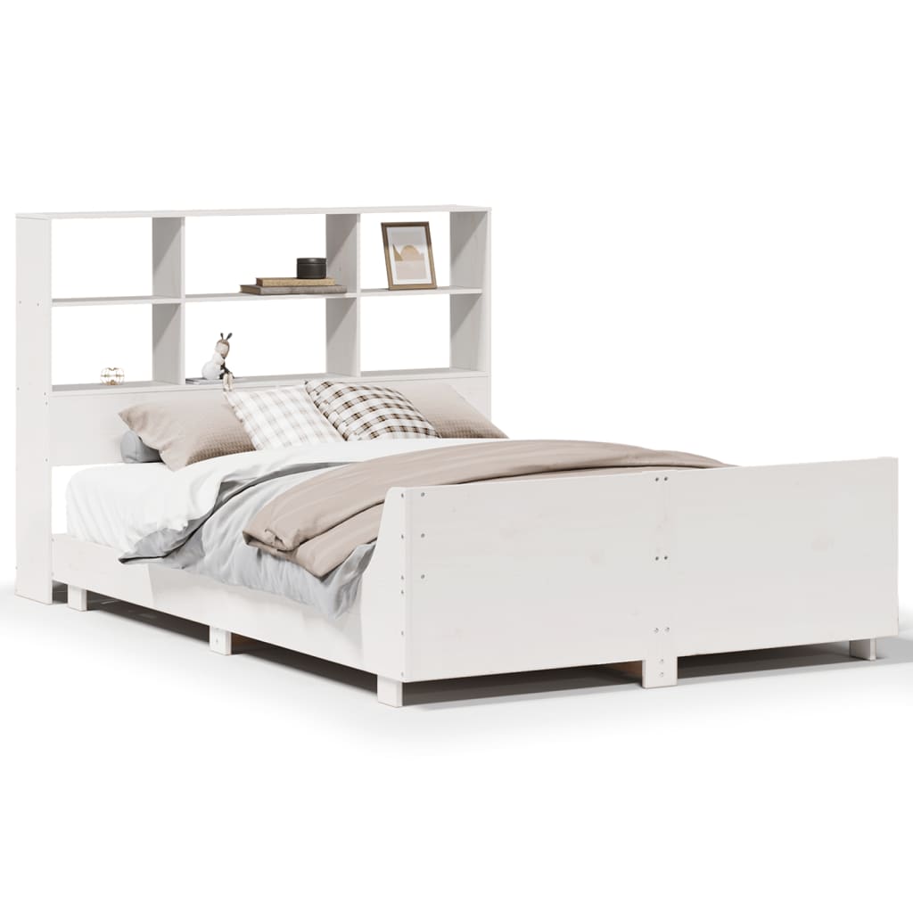 Bed Frame without Mattress White 140x190 cm Solid Wood Pine