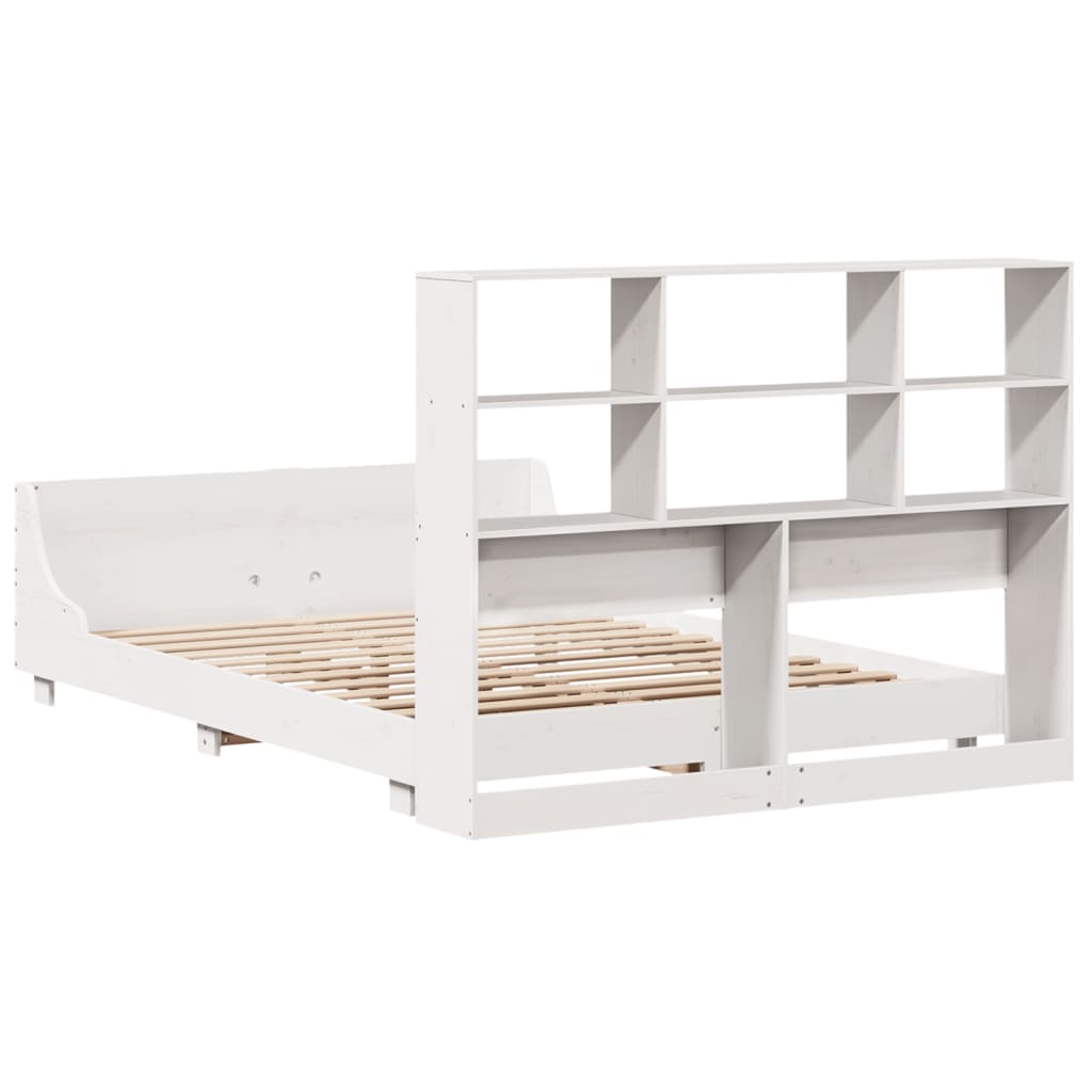 Bed Frame without Mattress White 140x190 cm Solid Wood Pine