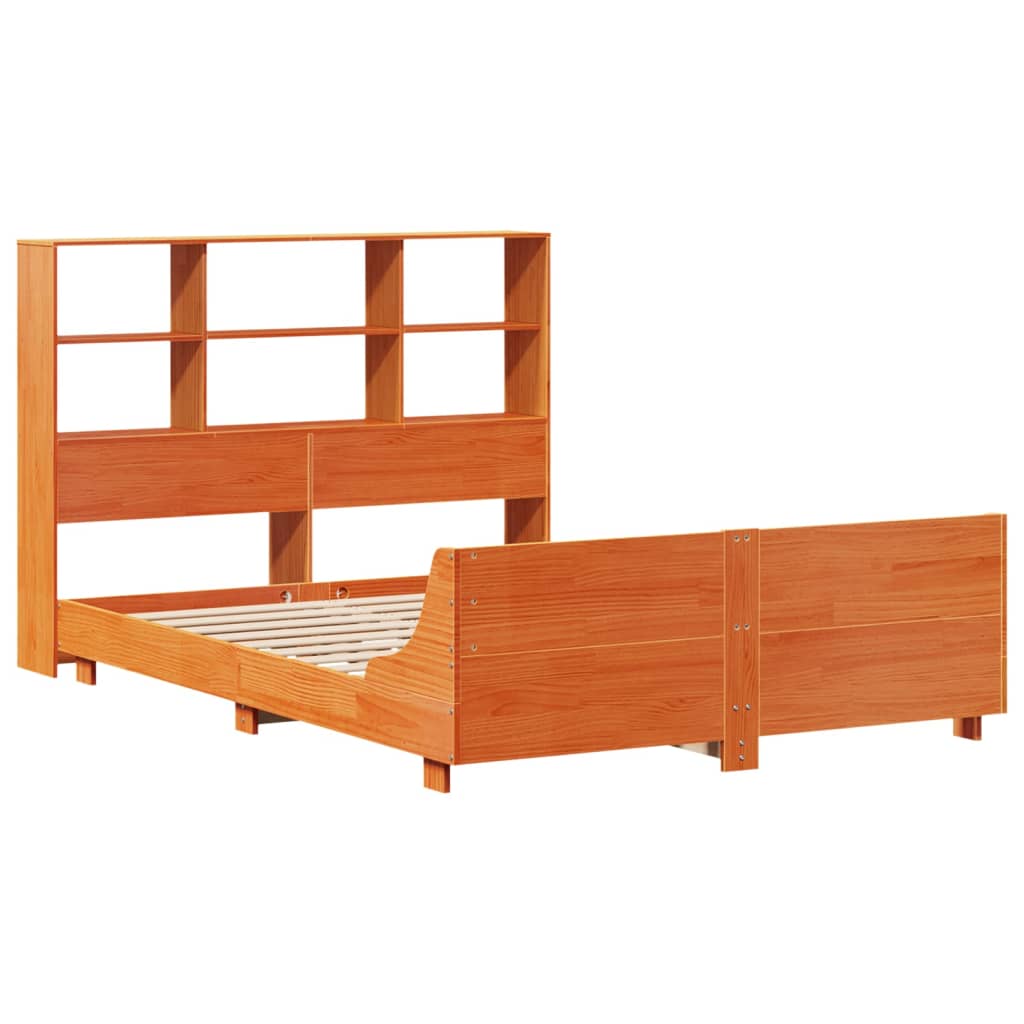 Bed Frame without Mattress Wax Brown 140x190 cm Solid Wood Pine