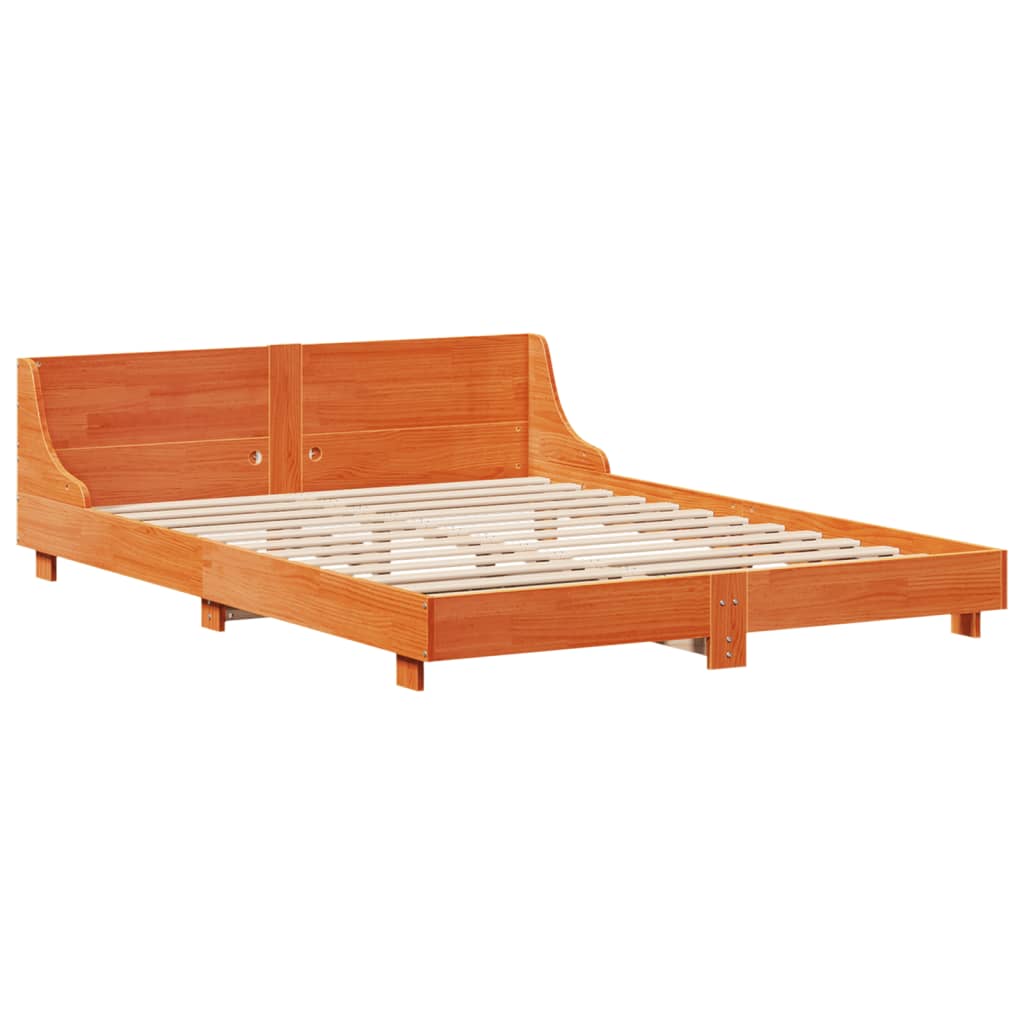 Bed Frame without Mattress Wax Brown 140x190 cm Solid Wood Pine
