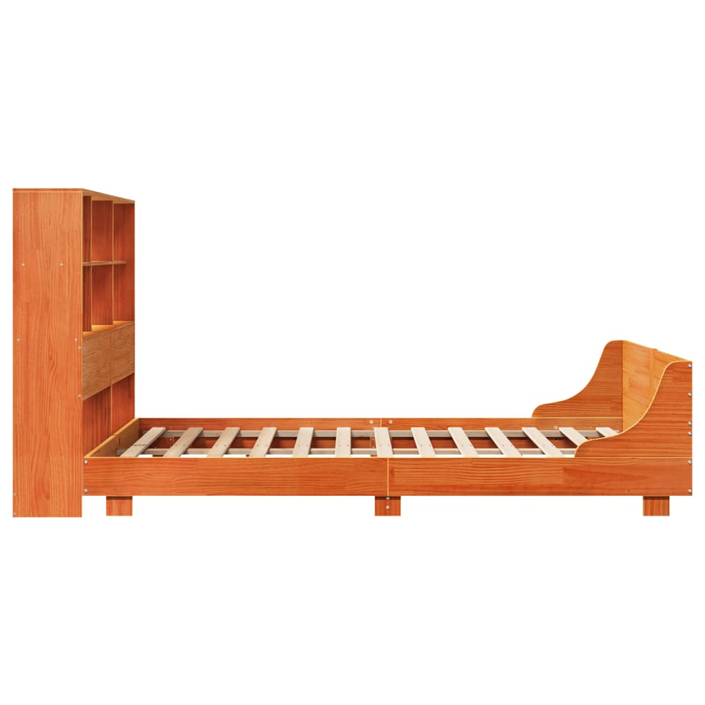 Bed Frame without Mattress Wax Brown 140x190 cm Solid Wood Pine