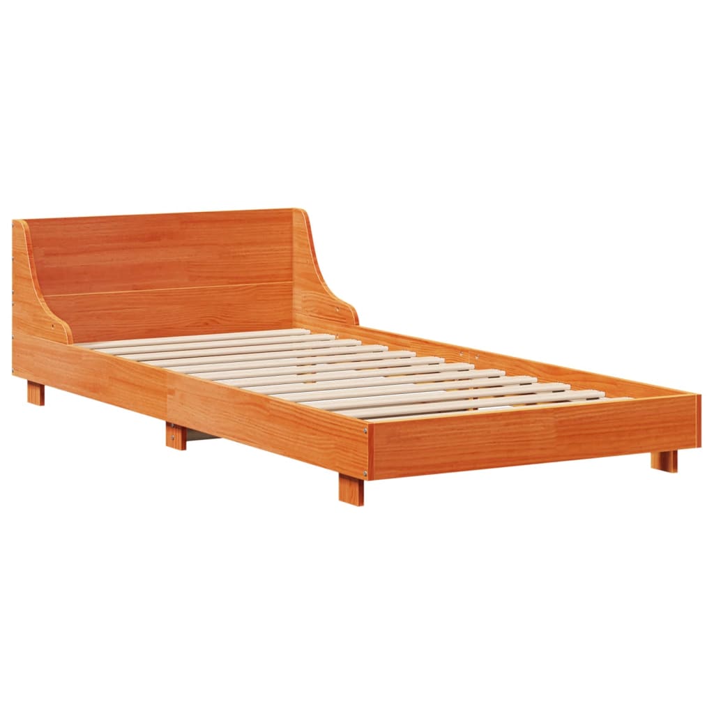 Bed Frame without Mattress Wax Brown 90x190 cm Single Solid Wood Pine