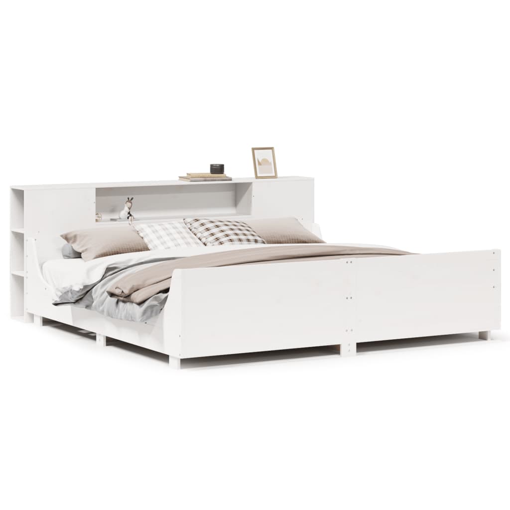 Bed Frame without Mattress White 200x200 cm Solid Wood Pine