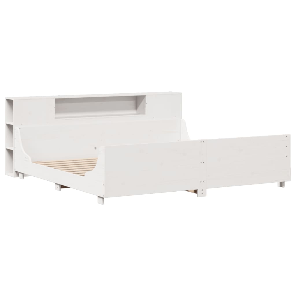 Bed Frame without Mattress White 200x200 cm Solid Wood Pine
