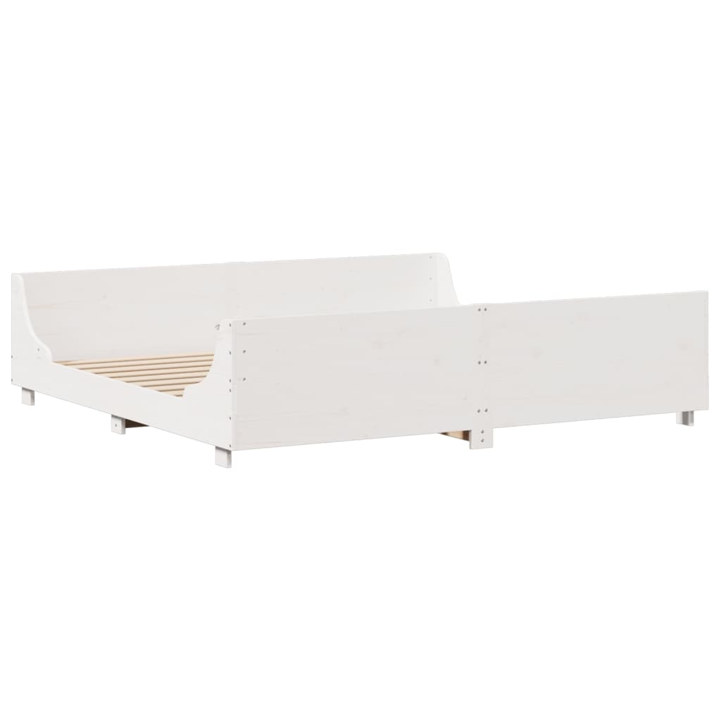 Bed Frame without Mattress White 200x200 cm Solid Wood Pine