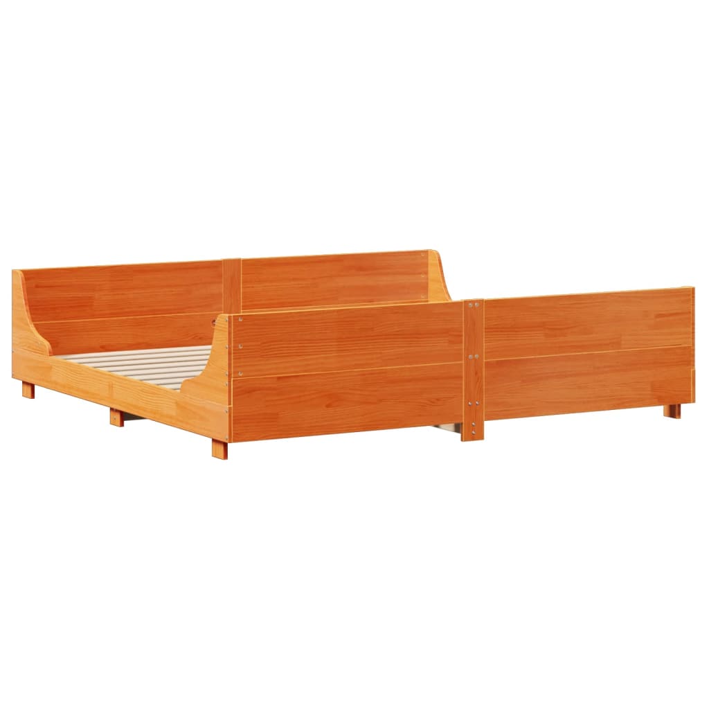 Bed Frame without Mattress Wax Brown 200x200 cm Solid Wood Pine