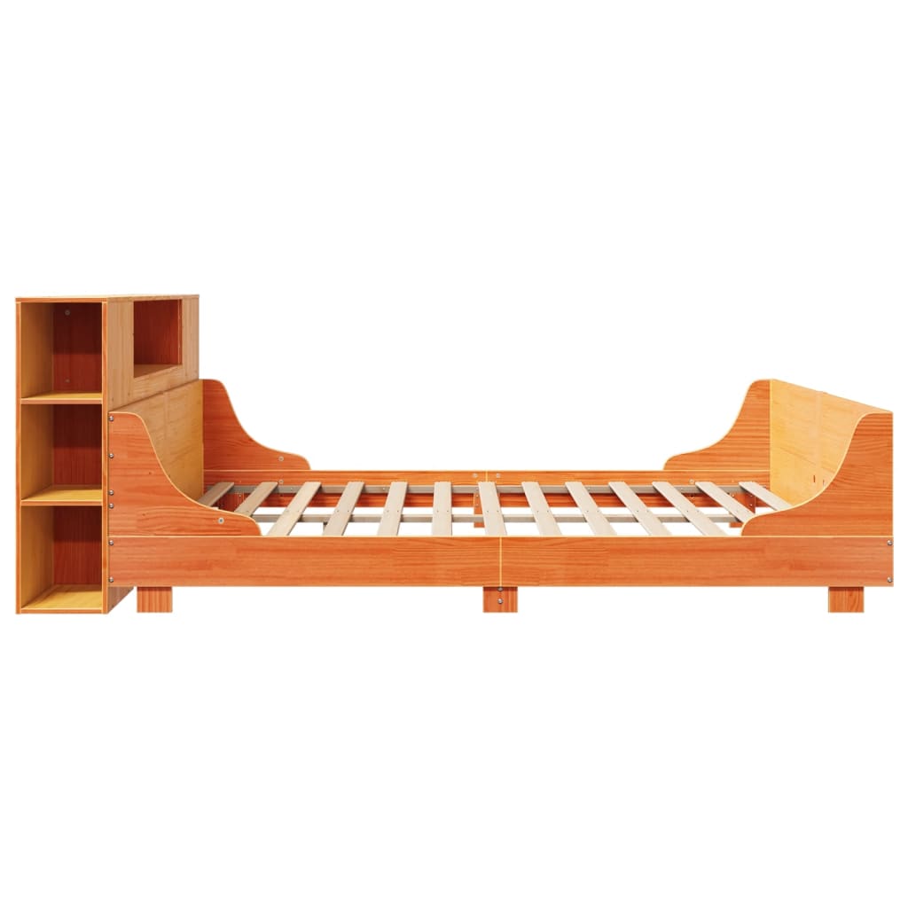 Bed Frame without Mattress Wax Brown 200x200 cm Solid Wood Pine