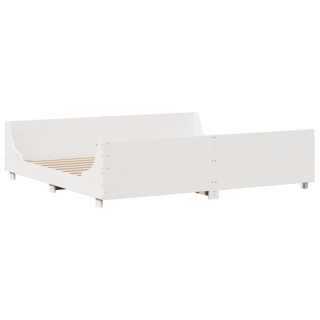 Bed Frame without Mattress White 180x200 cm Super King Solid Wood Pine