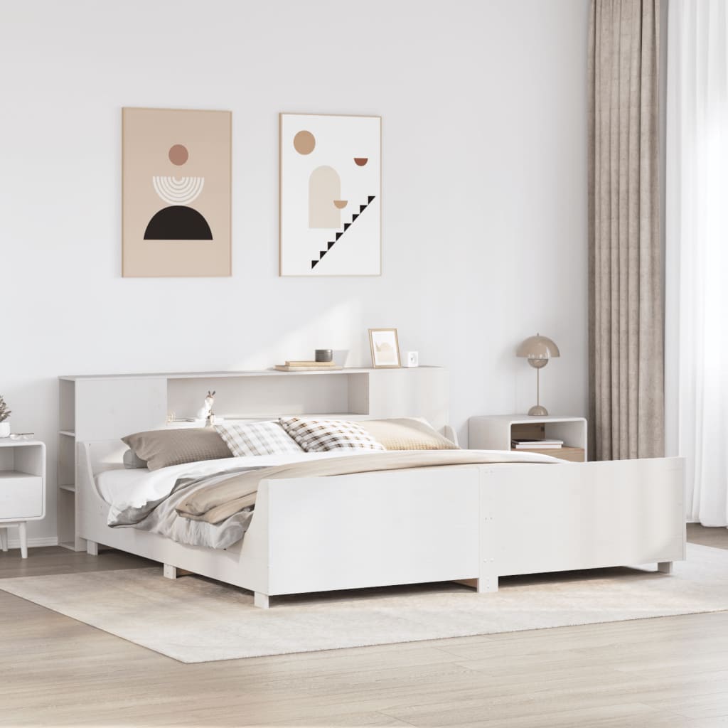 Bed Frame without Mattress White 180x200 cm Super King Solid Wood Pine