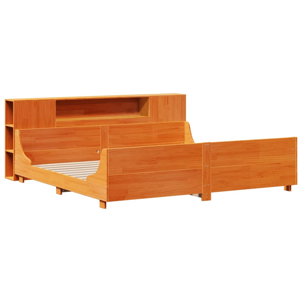 Bed Frame without Mattress Wax Brown 180x200 cm Super King Solid Wood Pine