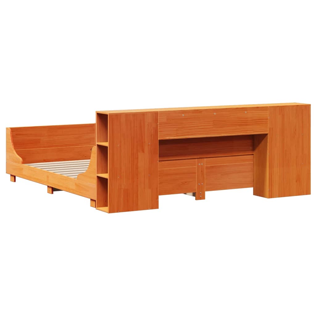 Bed Frame without Mattress Wax Brown 180x200 cm Super King Solid Wood Pine