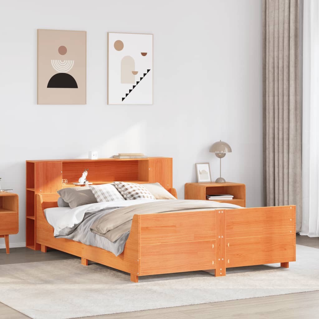 Bed Frame without Mattress Wax Brown 160x200 cm Solid Wood Pine