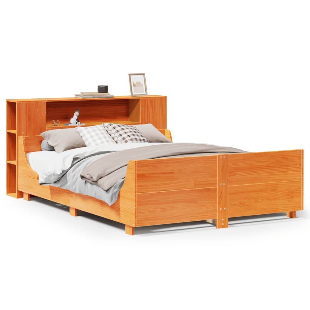 Bed Frame without Mattress Wax Brown 150x200 cm King Size Solid Wood Pine