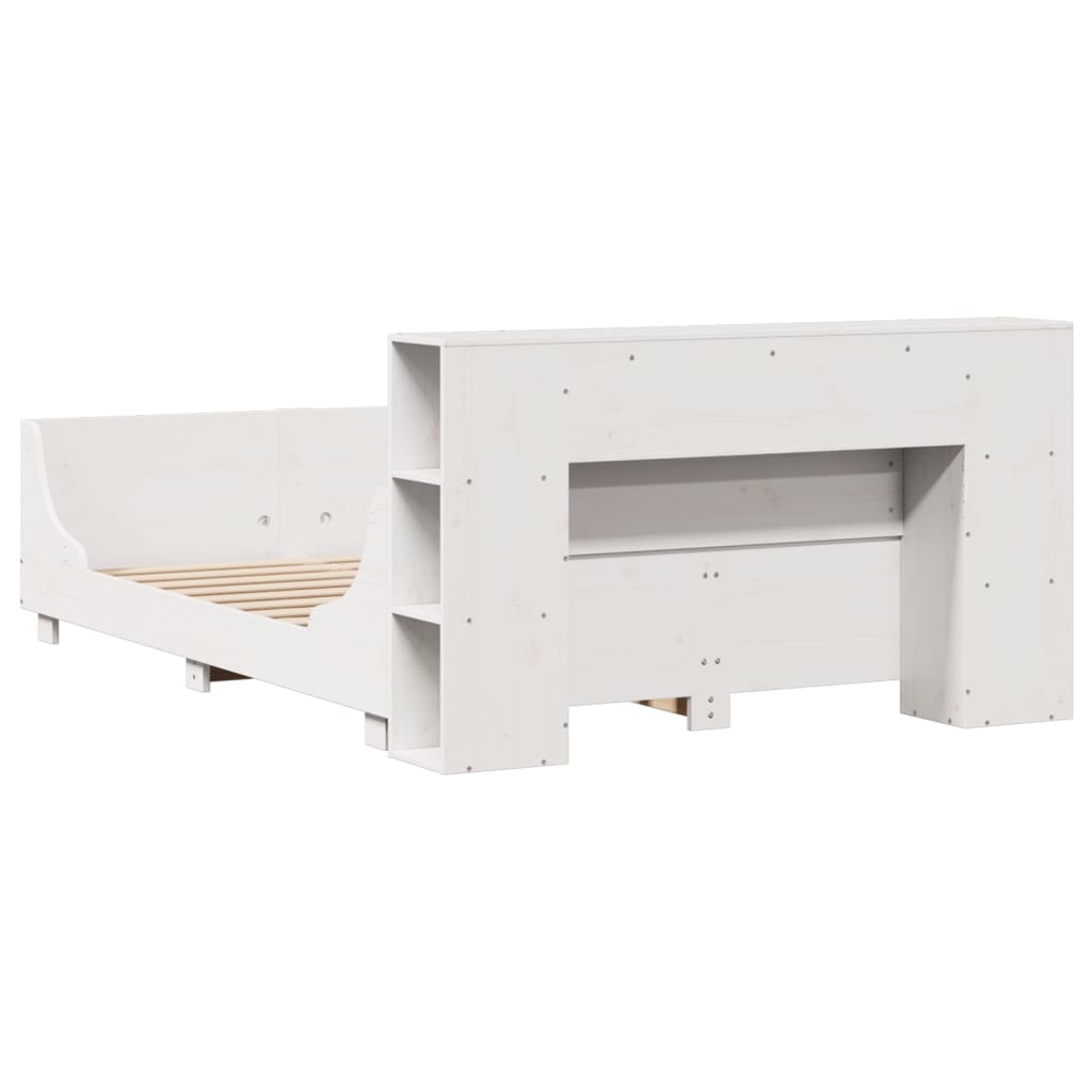 Bed Frame without Mattress White 140x190 cm Solid Wood Pine