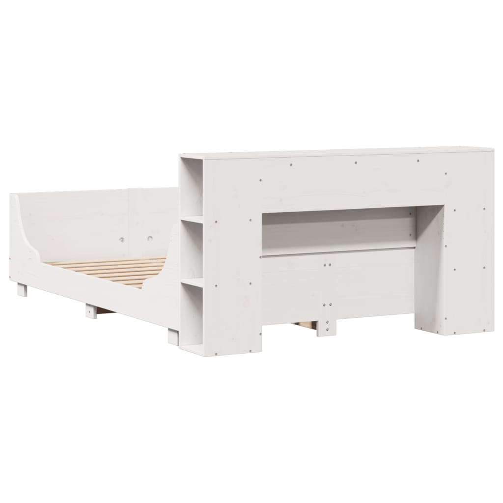 Bed Frame without Mattress White 135x190 cm Double Solid Wood Pine