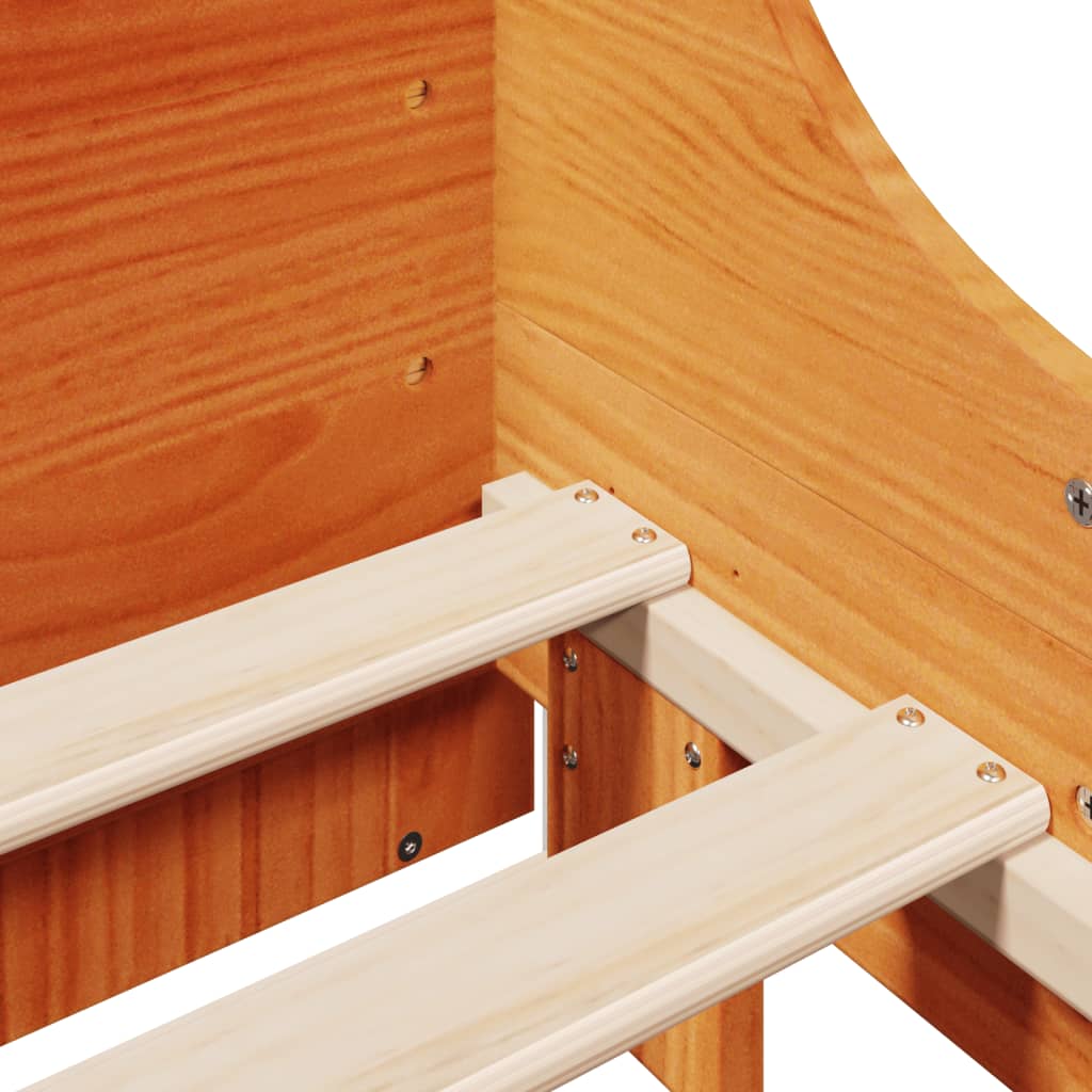 Bed Frame without Mattress Wax Brown 135x190 cm Double Solid Wood Pine